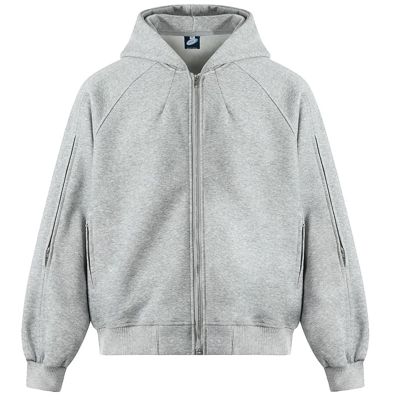 OV original American retro washed vintage hooded cardigan sweatshirt women's autumn silhouette loose casual jacket men's trend