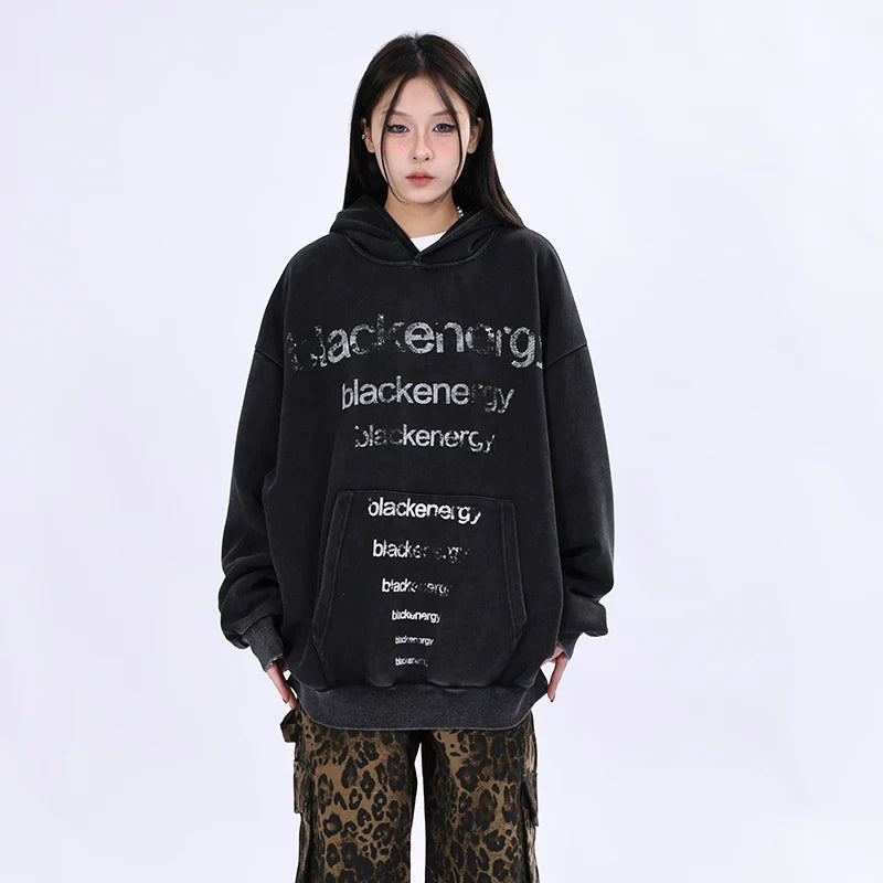OV Original Autumn New High Street American Retro Doing Old Water Washed Hoodie for Men and Women Loose Couple Top Trendy