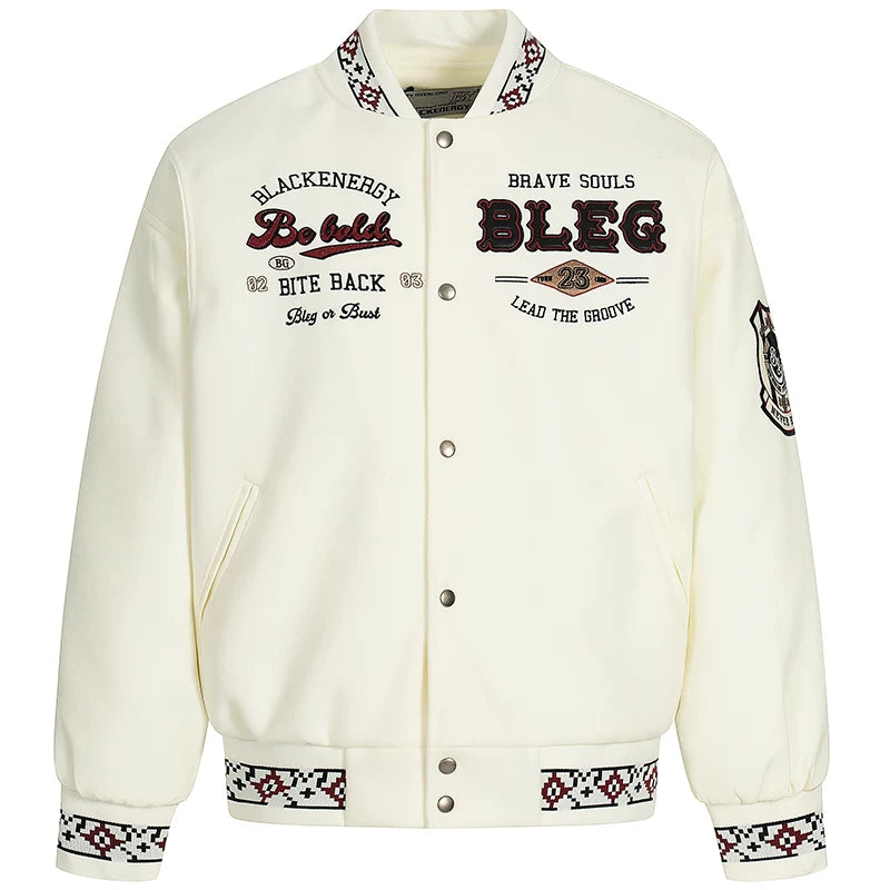 OV original American retro embroidered baseball jacket with cotton jacket, women's winter loose fitting couple stand up collar cotton jacket, men's cotton jacket