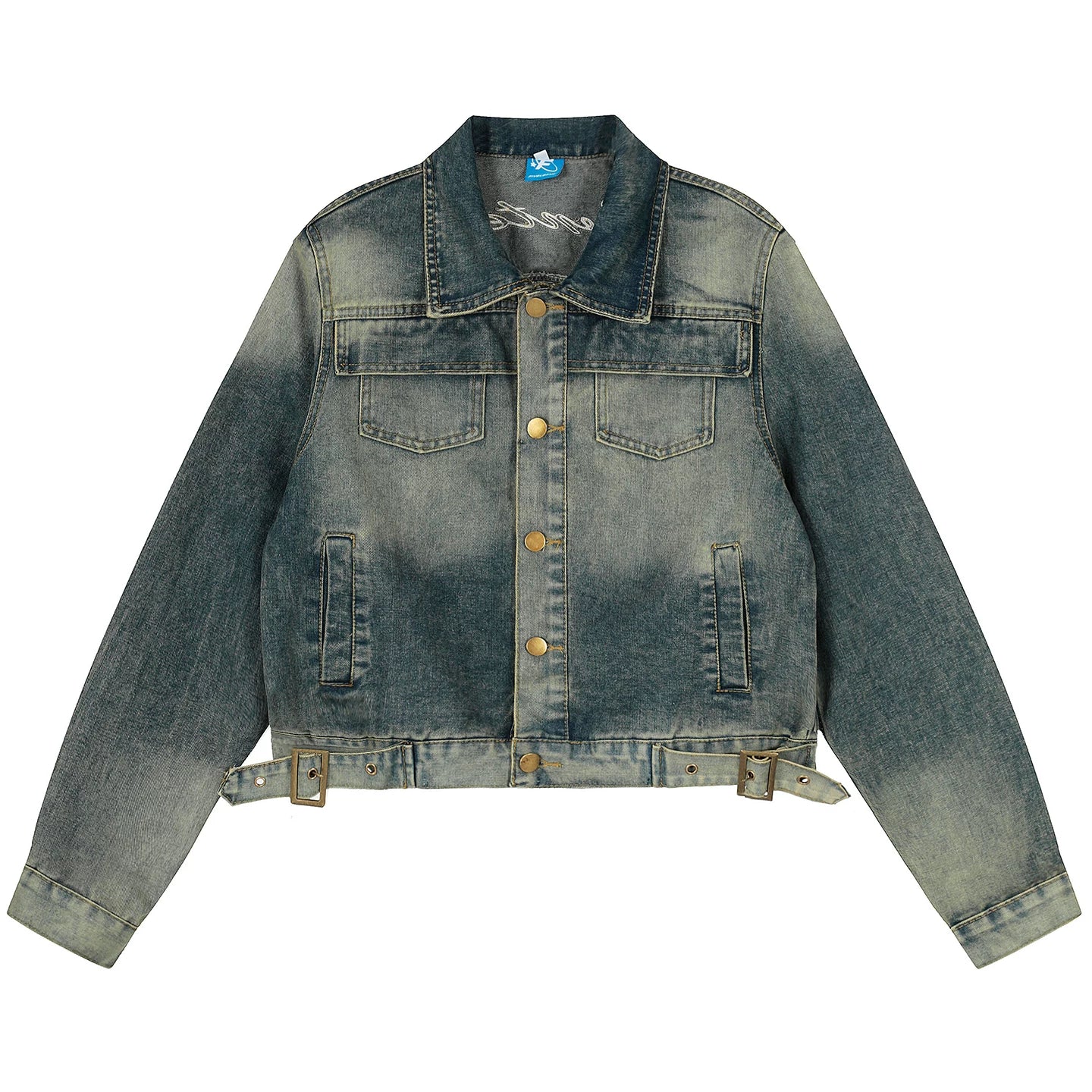 OV original American retro washed vintage denim jacket women's autumn street short shoulder casual jacket top