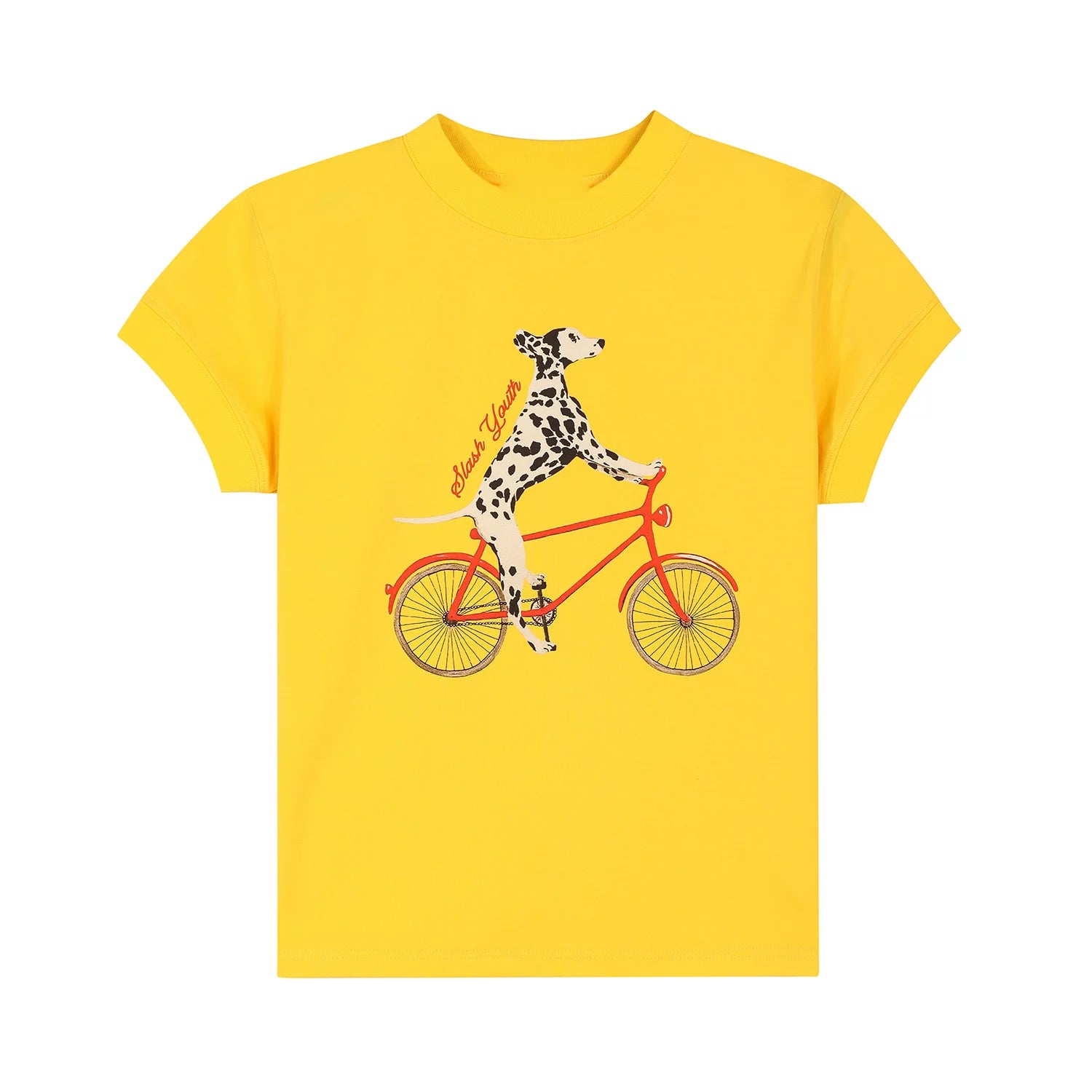 OV Original/American Fun Dog Cycling Summer Versatile Short sleeved T-shirt Women's Slim fit Shoulder Short Casual Top
