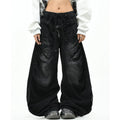 OV Original Waste Soil Wind Dirty Dyeing Used Double Waist Head Jeans for Men and Women Abi Wind Loose Wide Leg Folded Pants Trendy
