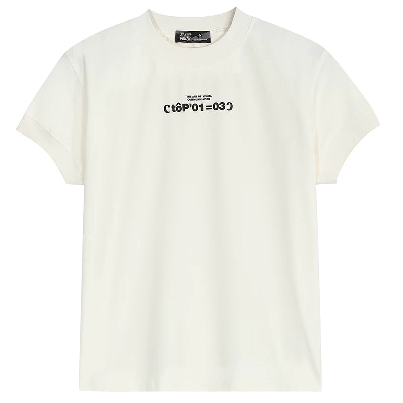 OV Original Summer American Simple Small Letter Printed Shoulder Short T-shirt for Spicy Women, Cool and Slim Short Sleeve Ins
