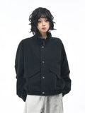 OV original American washed large pocket workwear jacket for men and women, autumn street loose casual couple stand up collar jacket