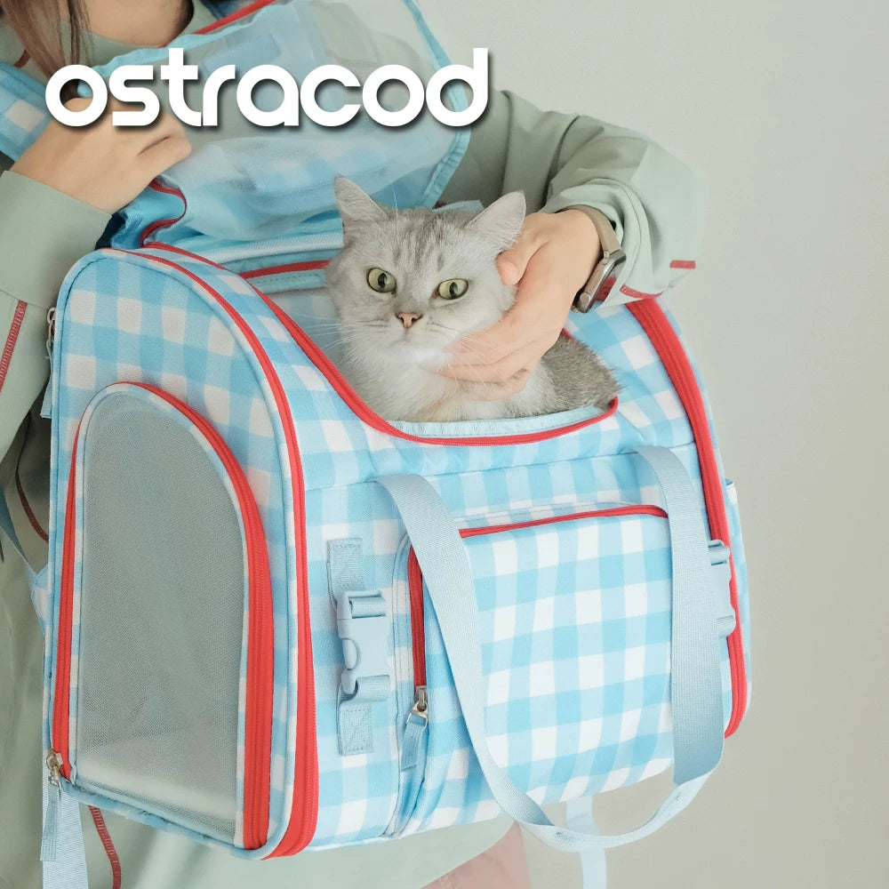 Ostracod cat backpack, portable pet backpack, large capacity with expandable cat backpack for outdoor use