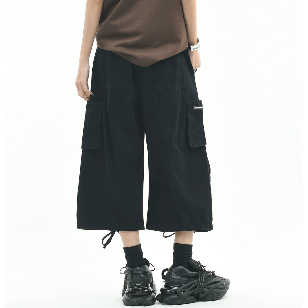 OV original American functional deconstruction strap casual cropped pants for men and women summer loose multi pocket workwear shorts trend