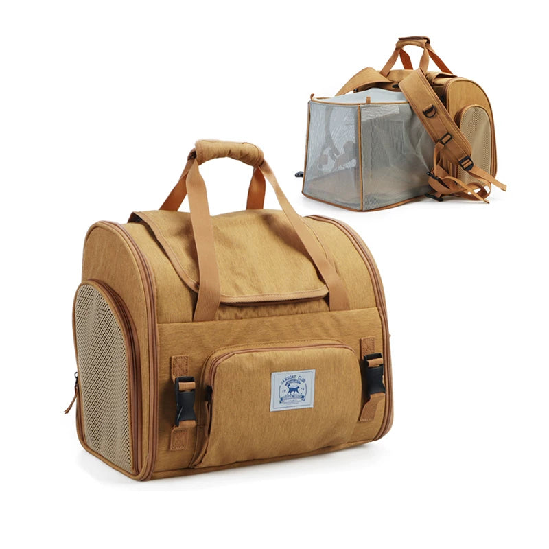 Ostracod pet portable backpack for outdoor use, breathable folding for carrying cats, large capacity backpack for carrying cats