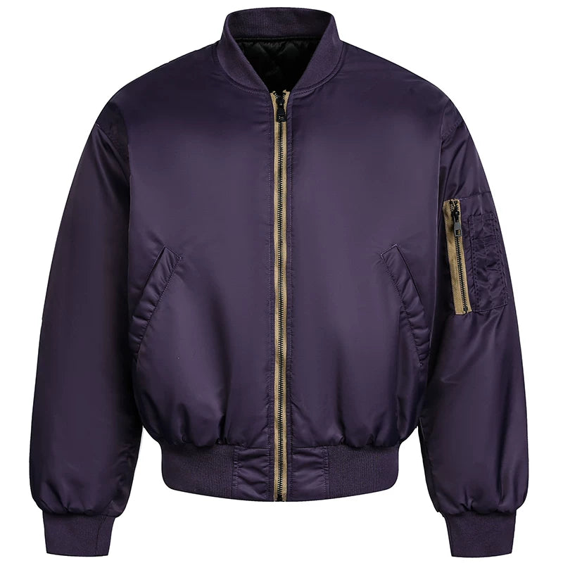 OV Original American Retro Pilot Baseball Jacket with Cotton Jacket for Women's Winter Loose Couple Warm Cotton Coat