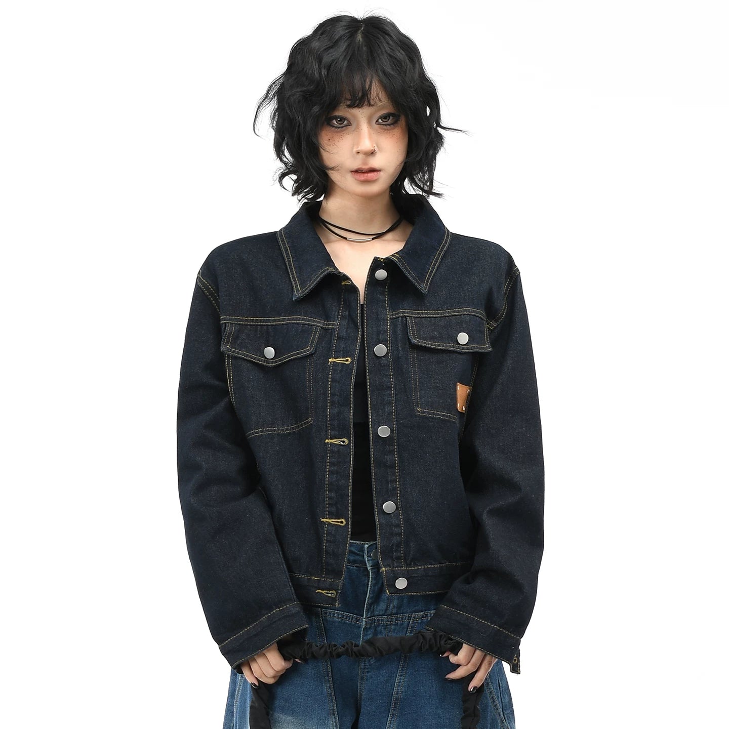 OV original American retro washed original color denim jacket for women, short and loose autumn casual jacket trend