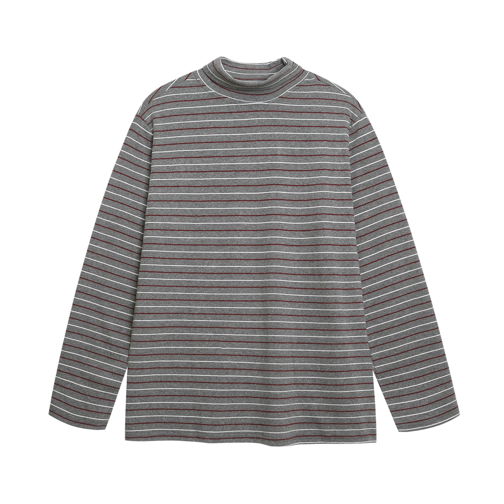 OV Original/American Money Style Striped High Collar Long Sleeve T-shirt for Men and Women in Autumn, Loose and Versatile Bottom Shirt, Top Trendy