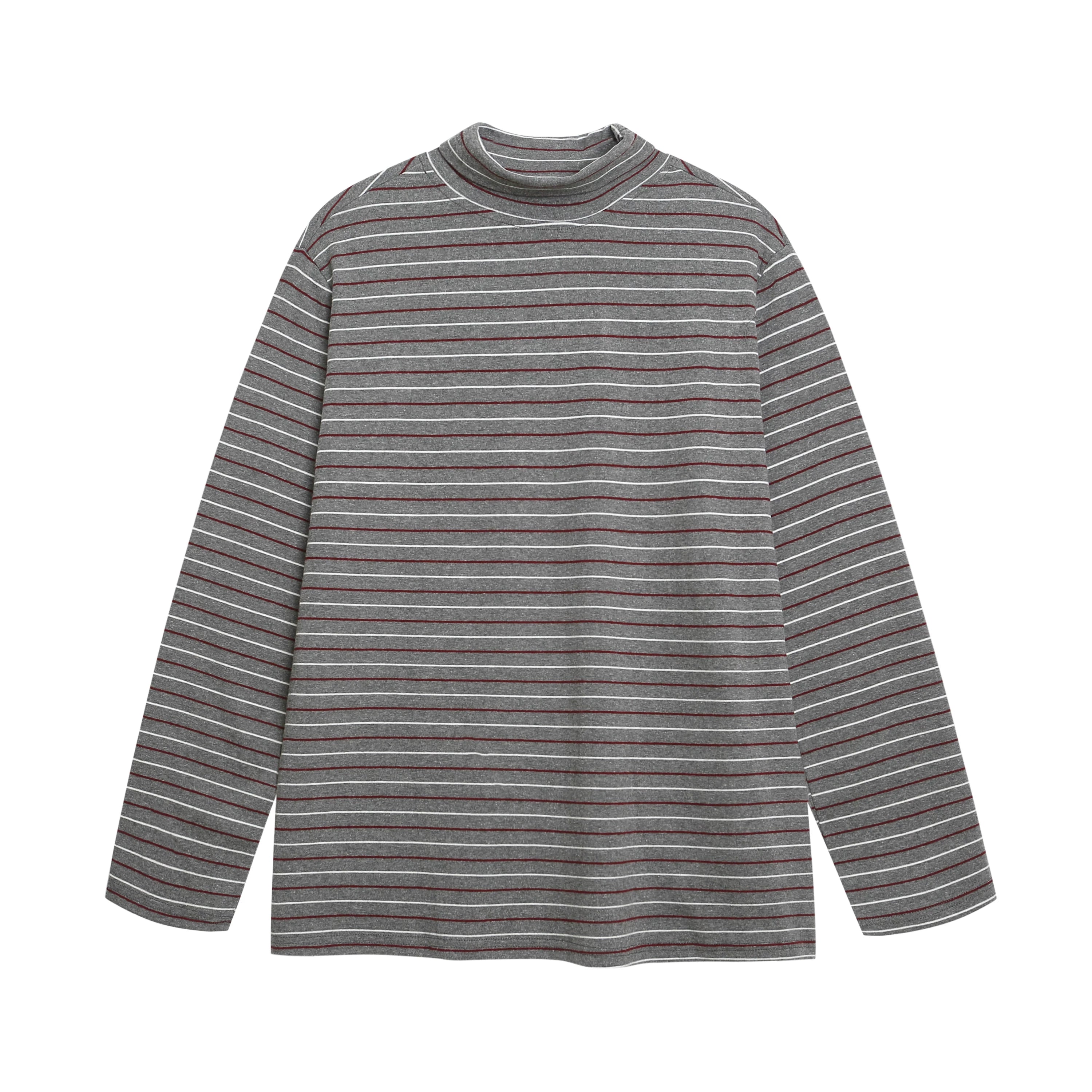OV Original/American Money Style Striped High Collar Long Sleeve T-shirt for Men and Women in Autumn, Loose and Versatile Bottom Shirt, Top Trendy