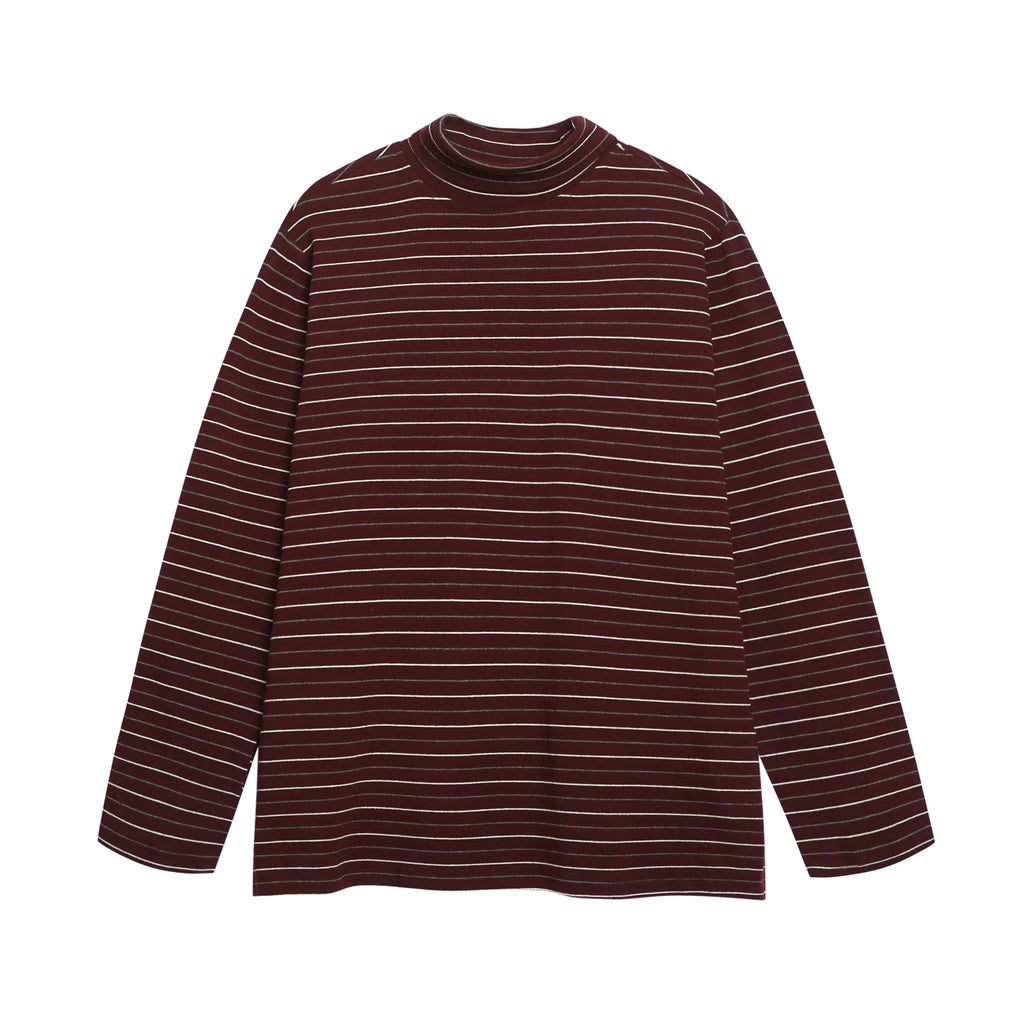 OV Original/American Money Style Striped High Collar Long Sleeve T-shirt for Men and Women in Autumn, Loose and Versatile Bottom Shirt, Top Trendy