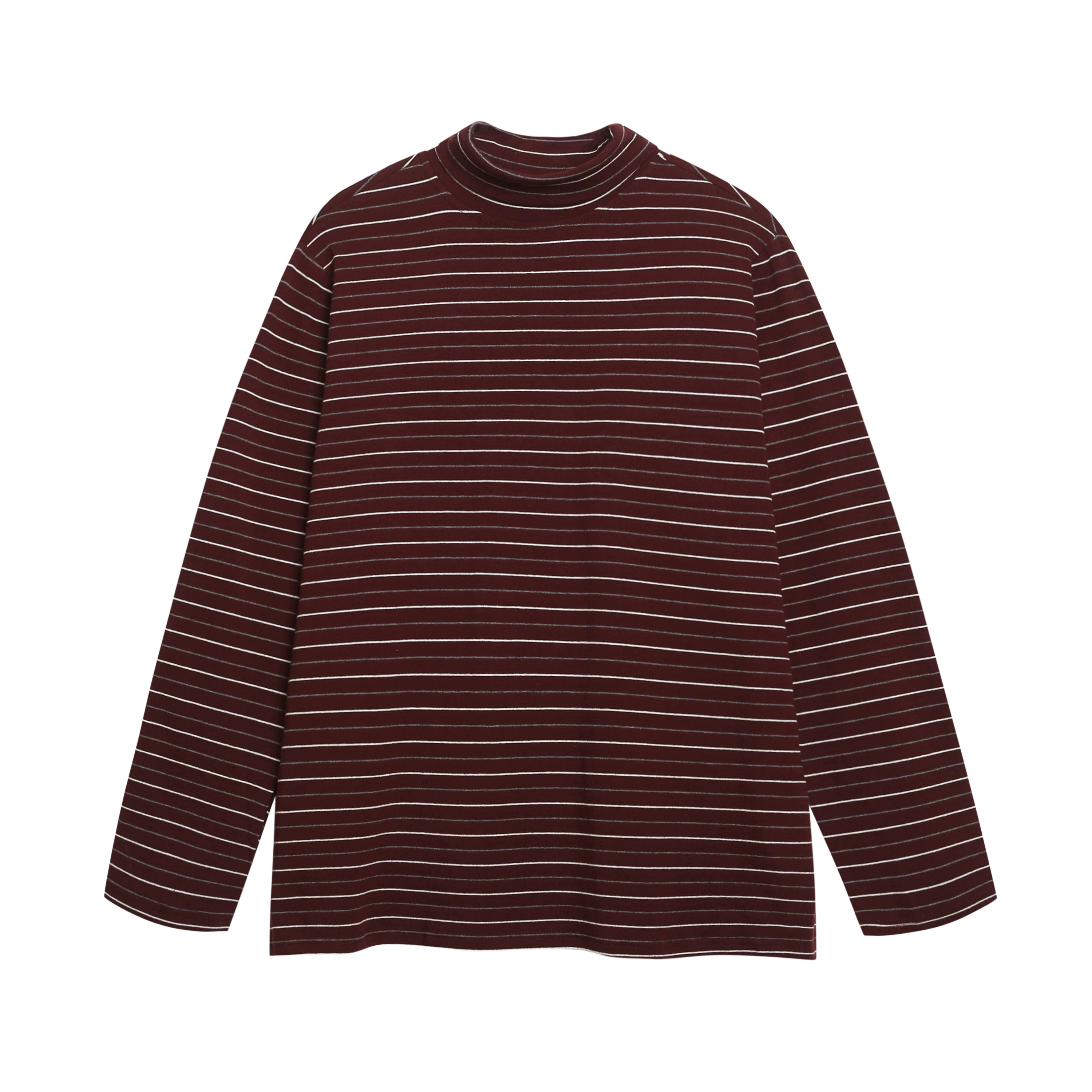 OV Original/American Money Style Striped High Collar Long Sleeve T-shirt for Men and Women in Autumn, Loose and Versatile Bottom Shirt, Top Trendy