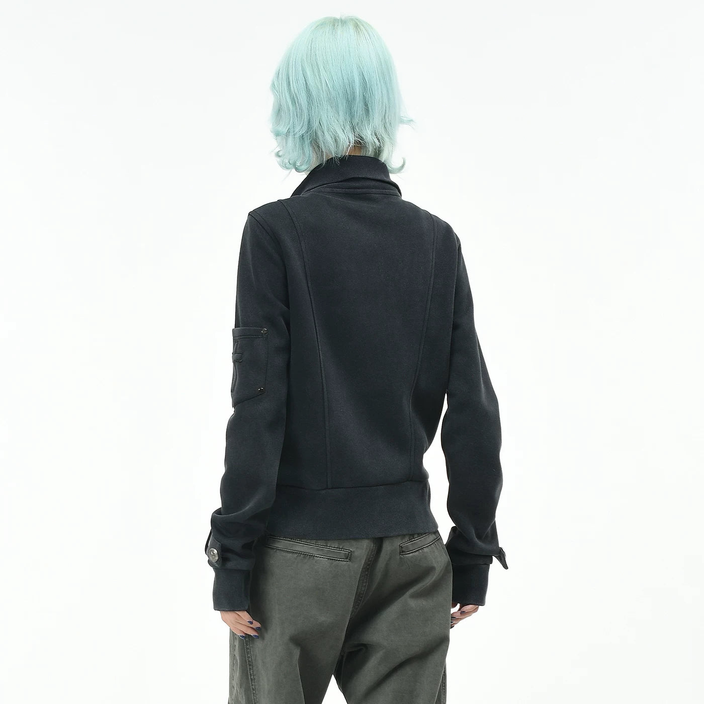 OV original American fashion brand vintage short standing collar jacket for women's autumn slim fit metal buckle zipper cardigan jacket trend
