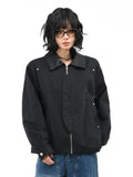 OV original American washed leather collar patchwork short jacket for men and women autumn street fashion brand loose workwear jacket trend