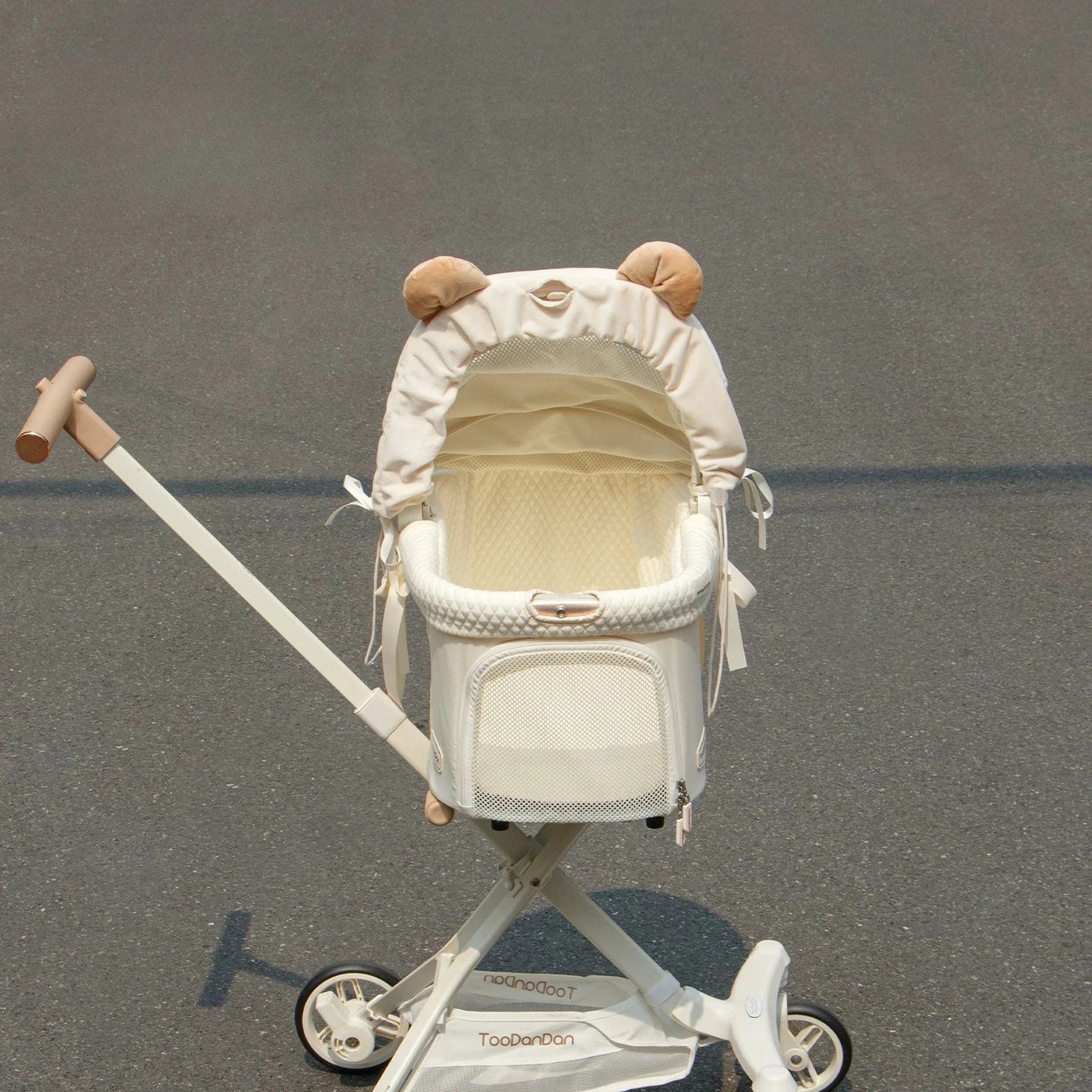 Pet Stroller Sunshade Cover with Cute Bear Ear – Breathable Sun Canopy for Small Dogs & Cat – Adjustable Stroller Hood Extension