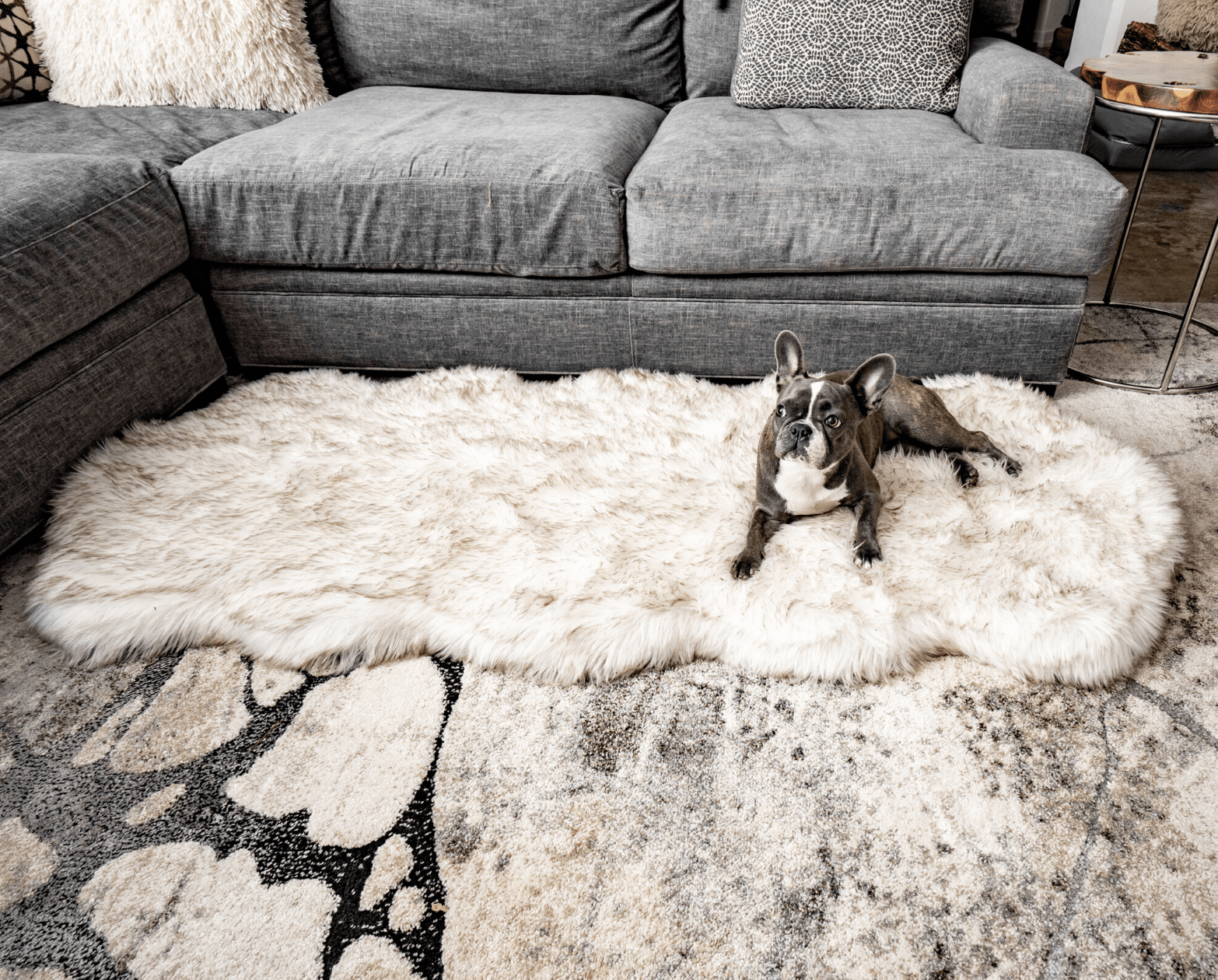 PupRug® Orthopedic Runner Bed + Matching Waterproof Blanket Bundle - White with Brown Accents