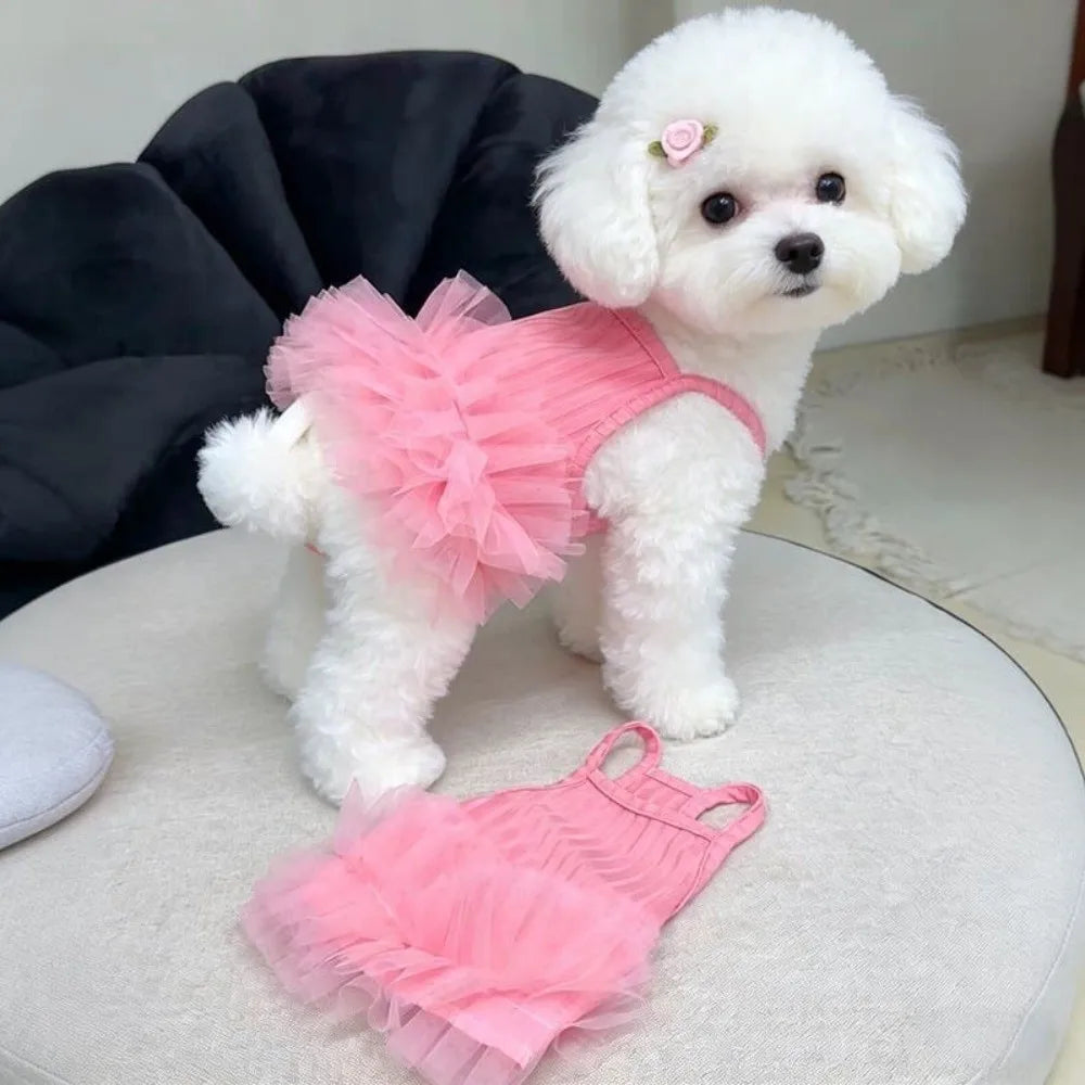 Cute Breathable Puppy Slip Dress Lace Hem Summer Pet Princess Dress Adorable Skin-friendly Dog Puffy Dress for Small Dog Cat