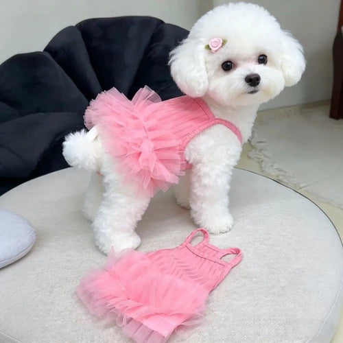 Cute Breathable Puppy Slip Dress Lace Hem Summer Pet Princess Dress Adorable Skin-friendly Dog Puffy Dress for Small Dog Cat