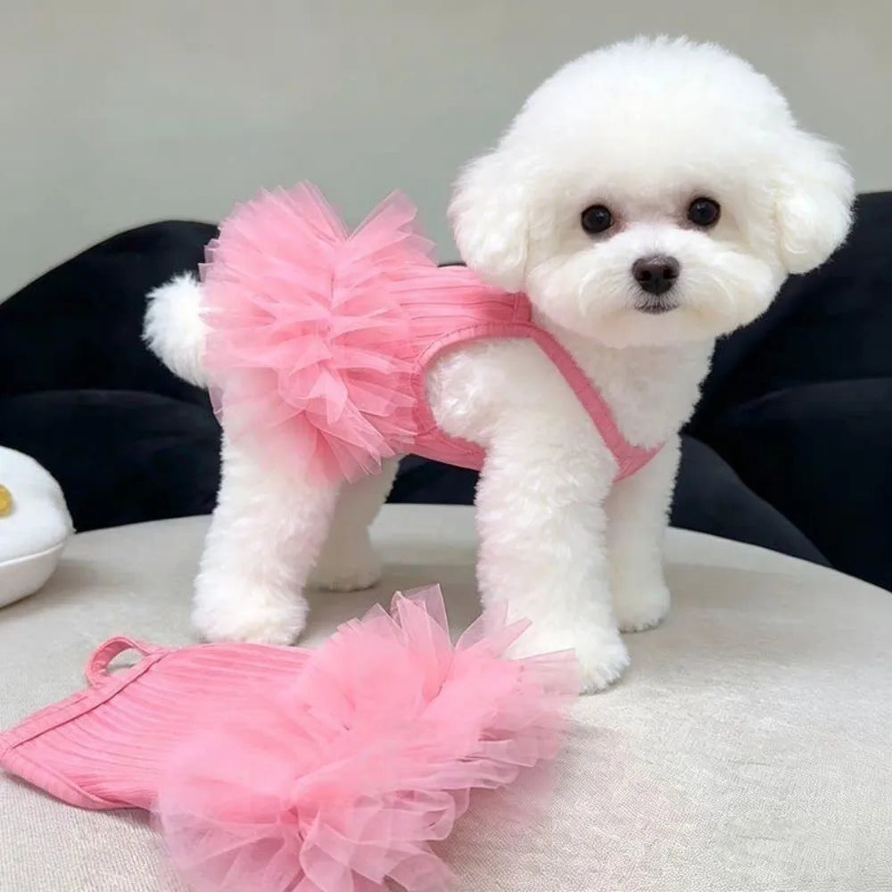 Cute Breathable Puppy Slip Dress Lace Hem Summer Pet Princess Dress Adorable Skin-friendly Dog Puffy Dress for Small Dog Cat