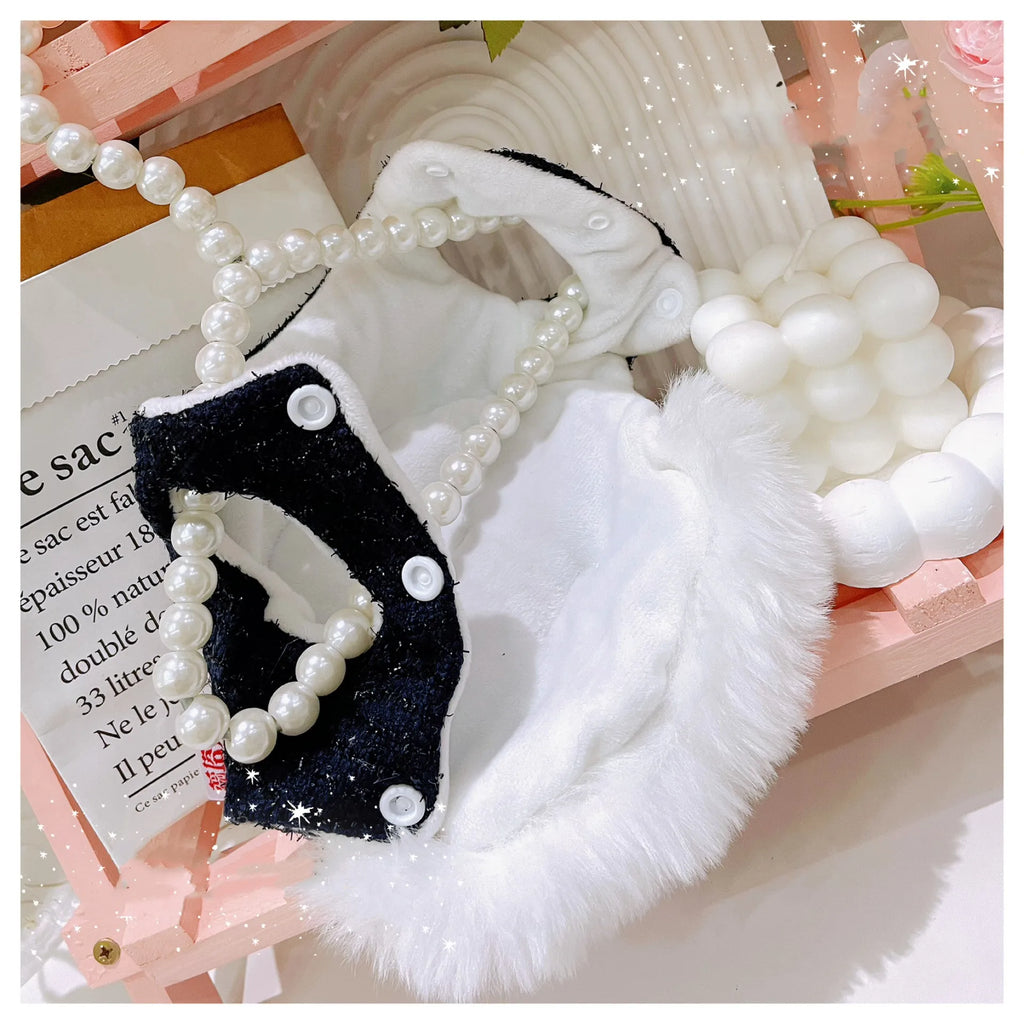 Pink Black Classic Camellia Warm Pet Coat Luxury Winter Brand Dog Dress