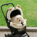 Pet Stroller Sunshade Cover with Cute Bear Ear – Breathable Sun Canopy for Small Dogs & Cat – Adjustable Stroller Hood Extension