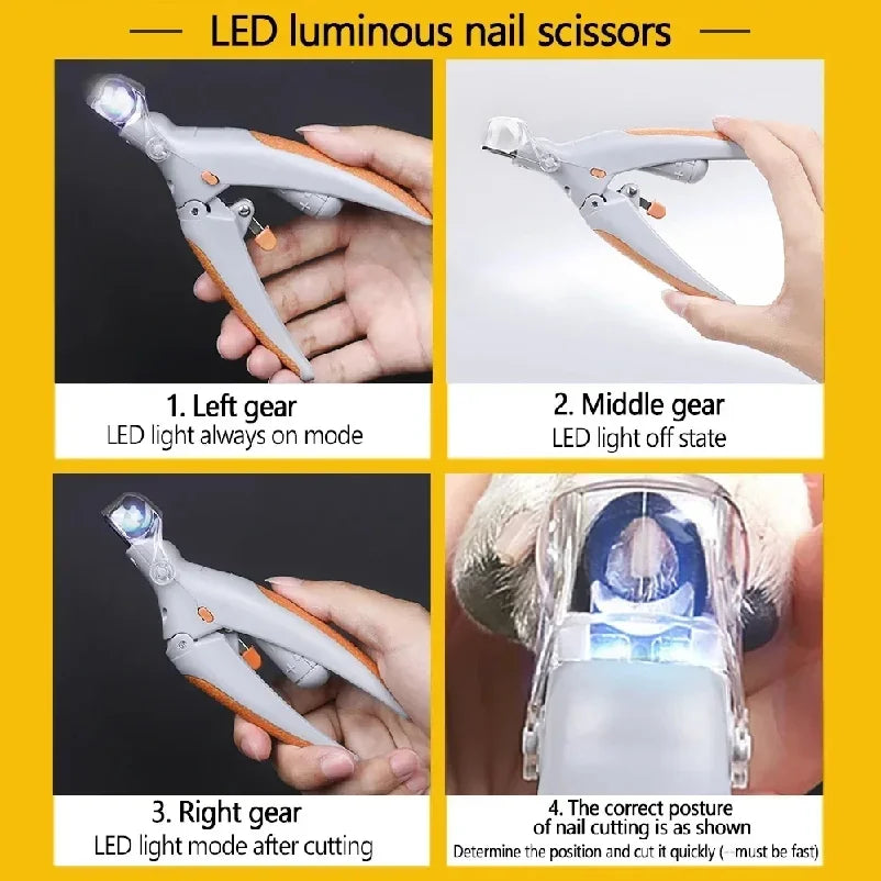 Professional Pet Nail Clipper Scissors With LED Light Cat Dog Nail Clippers Tool Scissors Nail Toeclaw Cutter Scissors Pet Suppl