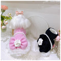 Pink Black Classic Camellia Warm Pet Coat Luxury Winter Brand Dog Dress