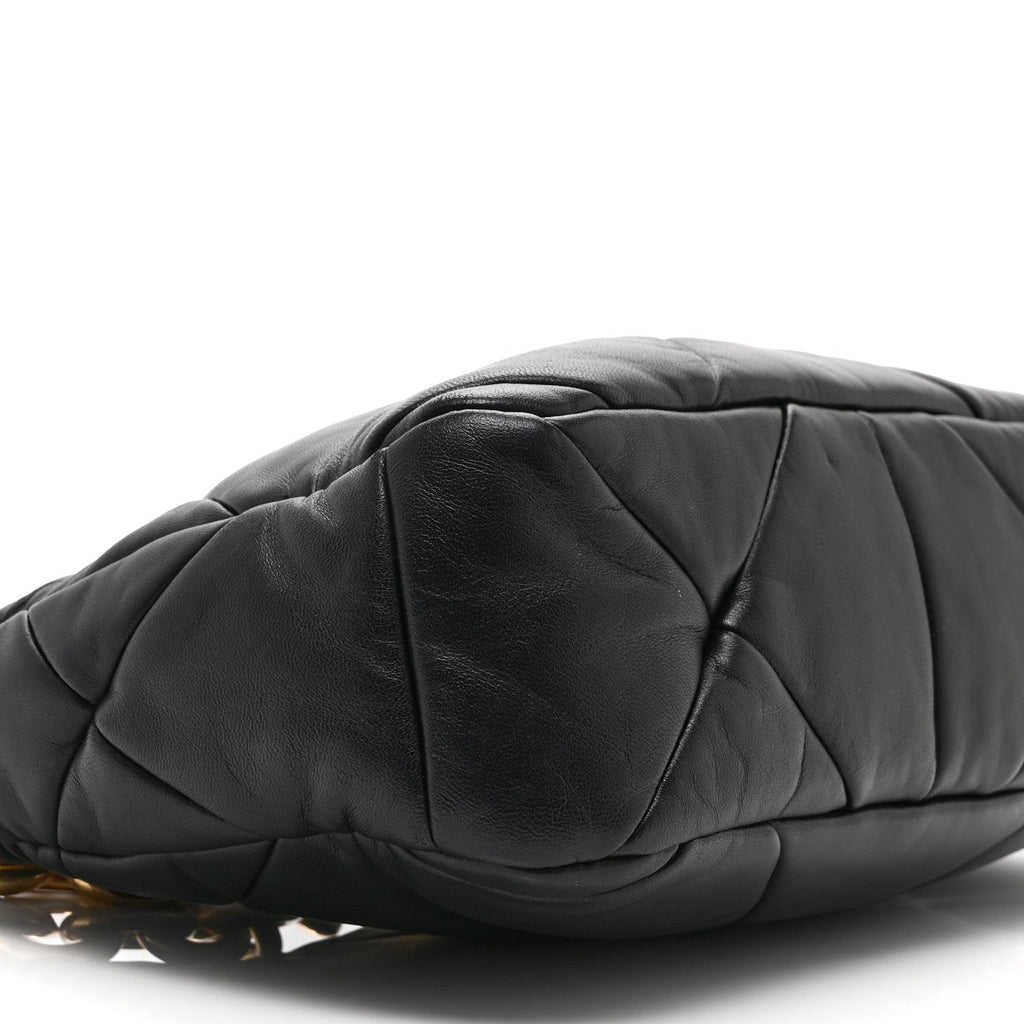 Nappa Triangle Quilted Patchwork System Bag Black