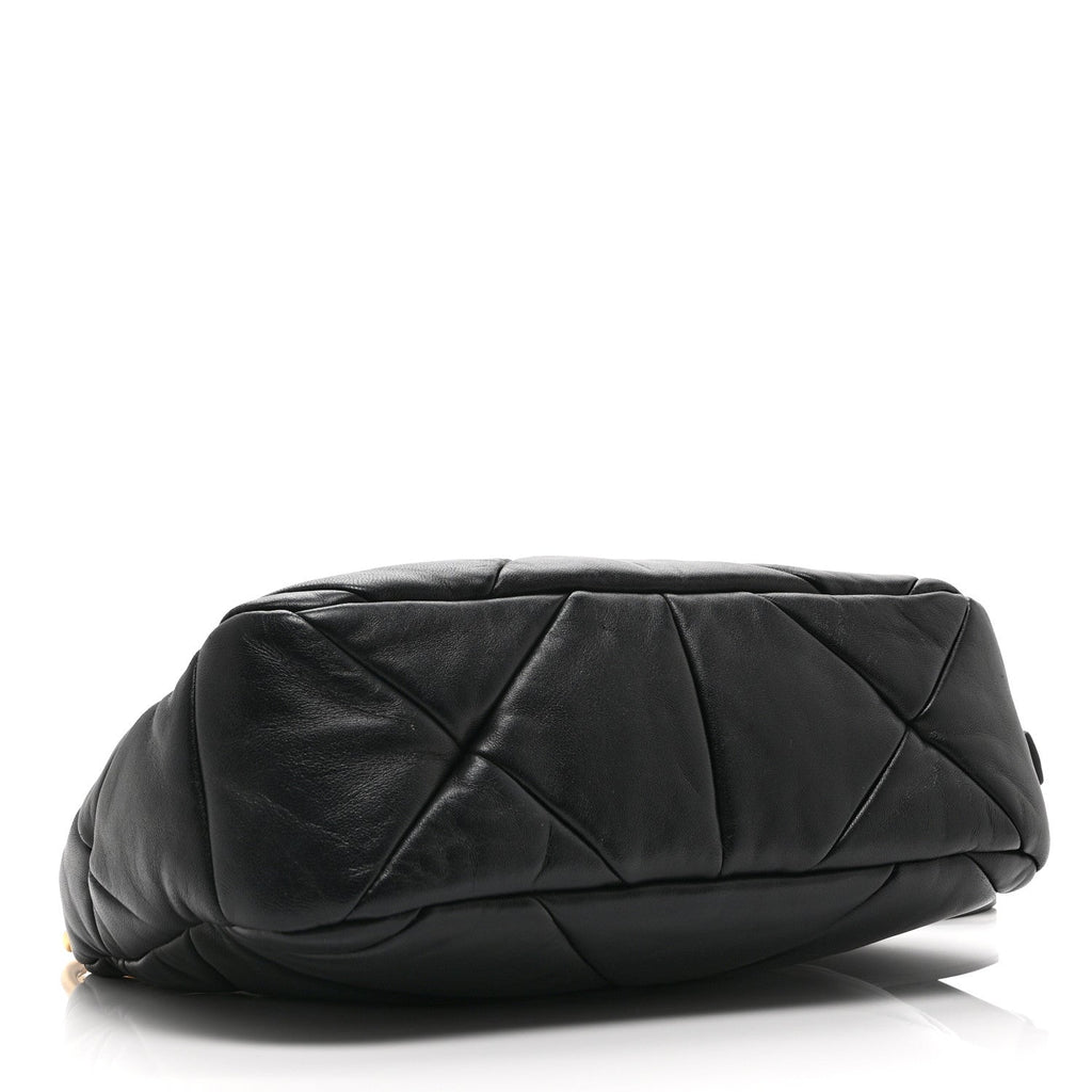 Nappa Triangle Quilted Patchwork System Bag Black