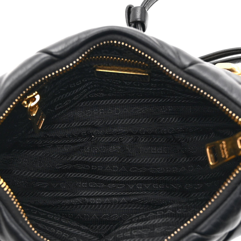 Nappa Triangle Quilted Patchwork System Bag Black