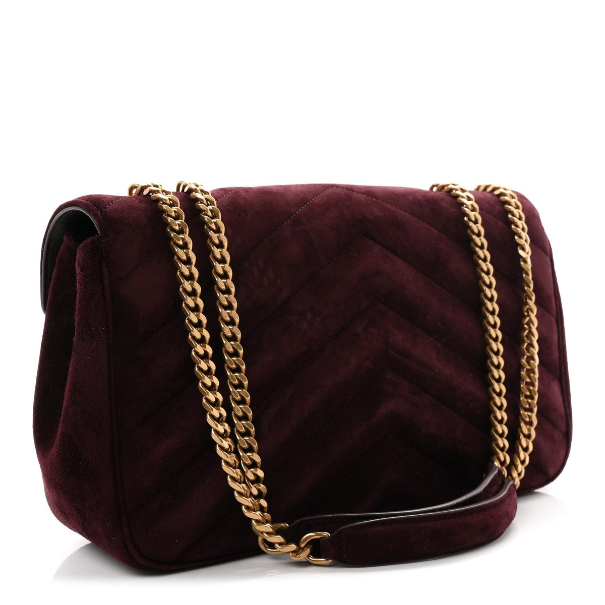 Suede Chevron Quilted Medium LouLou Smoky Burgundy