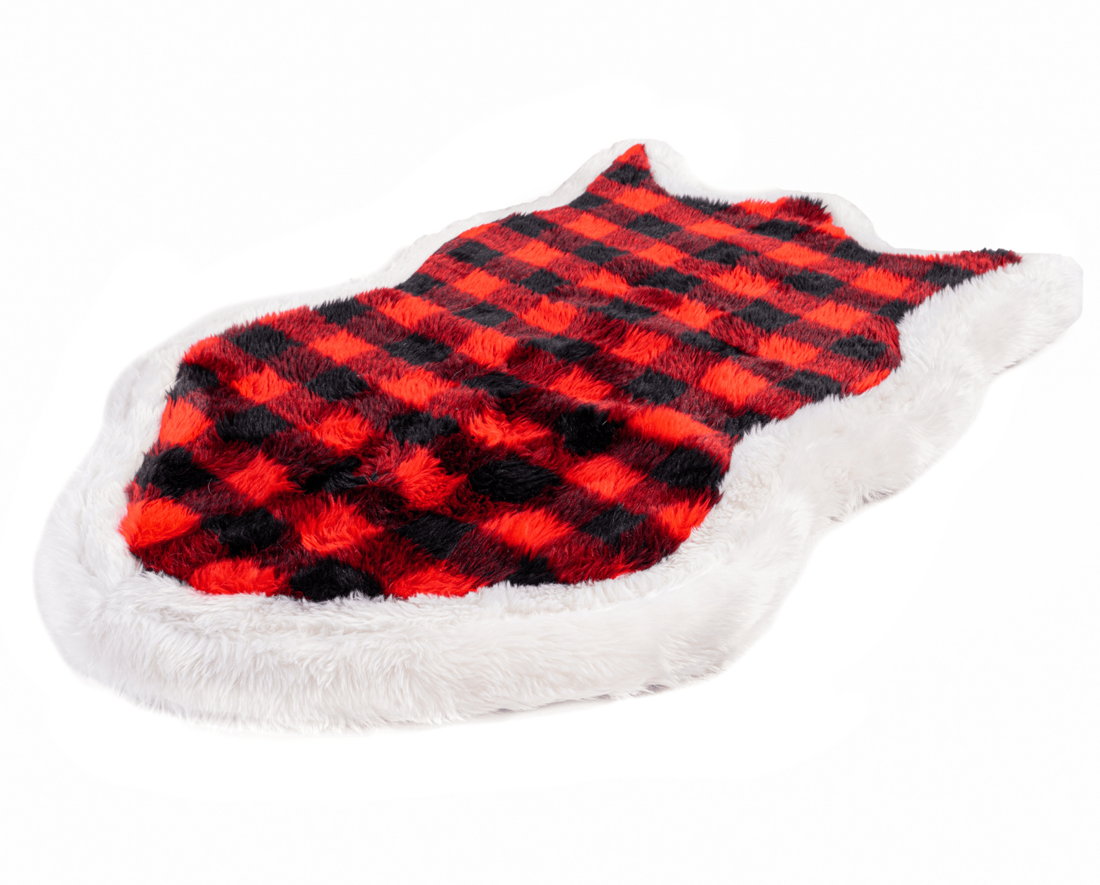 PupRug® Faux Fur Orthopedic Dog Bed Cover - Curve Red & Black Plaid (Bed Not Included)