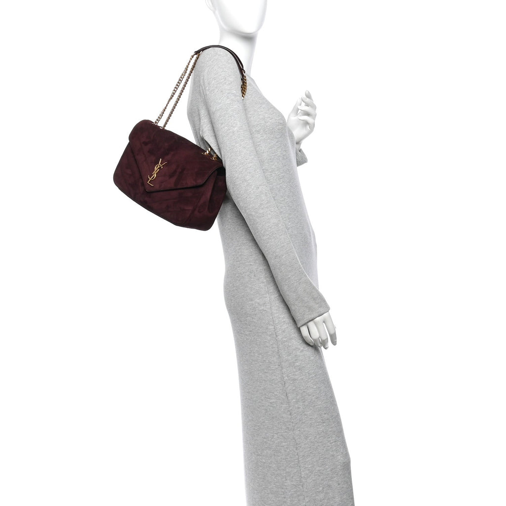 Suede Chevron Quilted Medium LouLou Smoky Burgundy