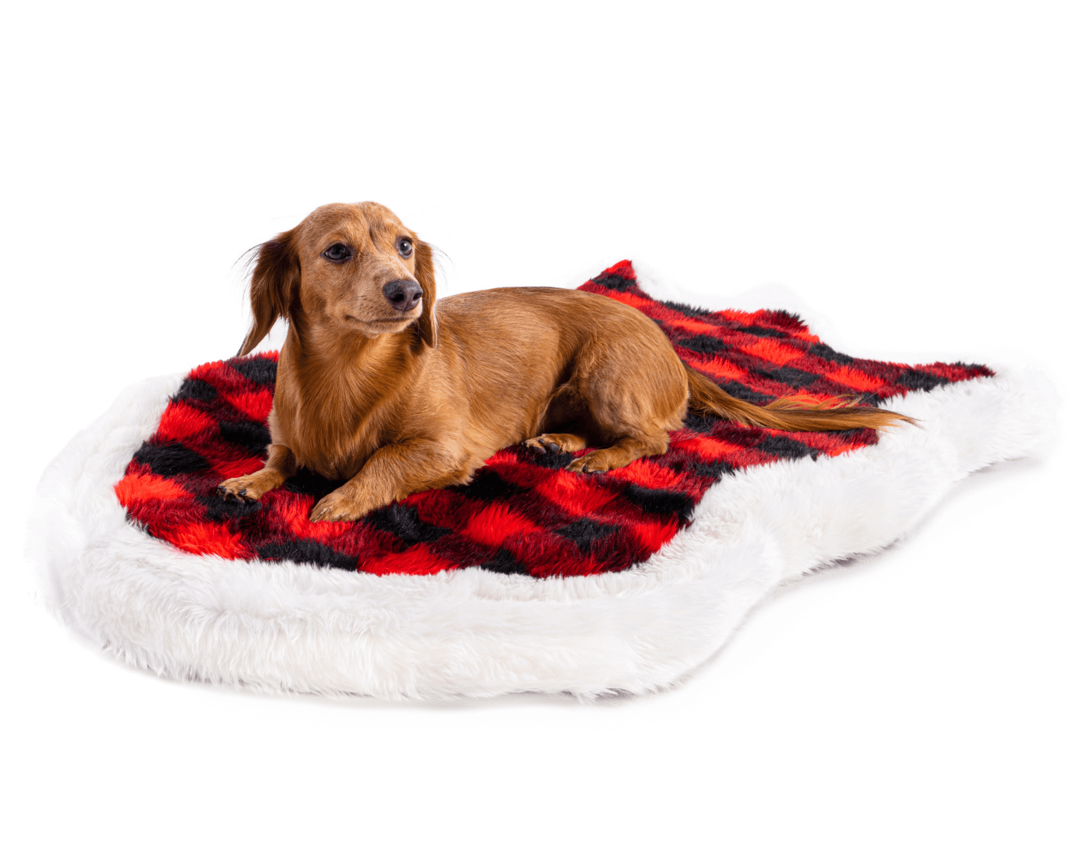 PupRug® Faux Fur Orthopedic Dog Bed Cover - Curve Red & Black Plaid (Bed Not Included)