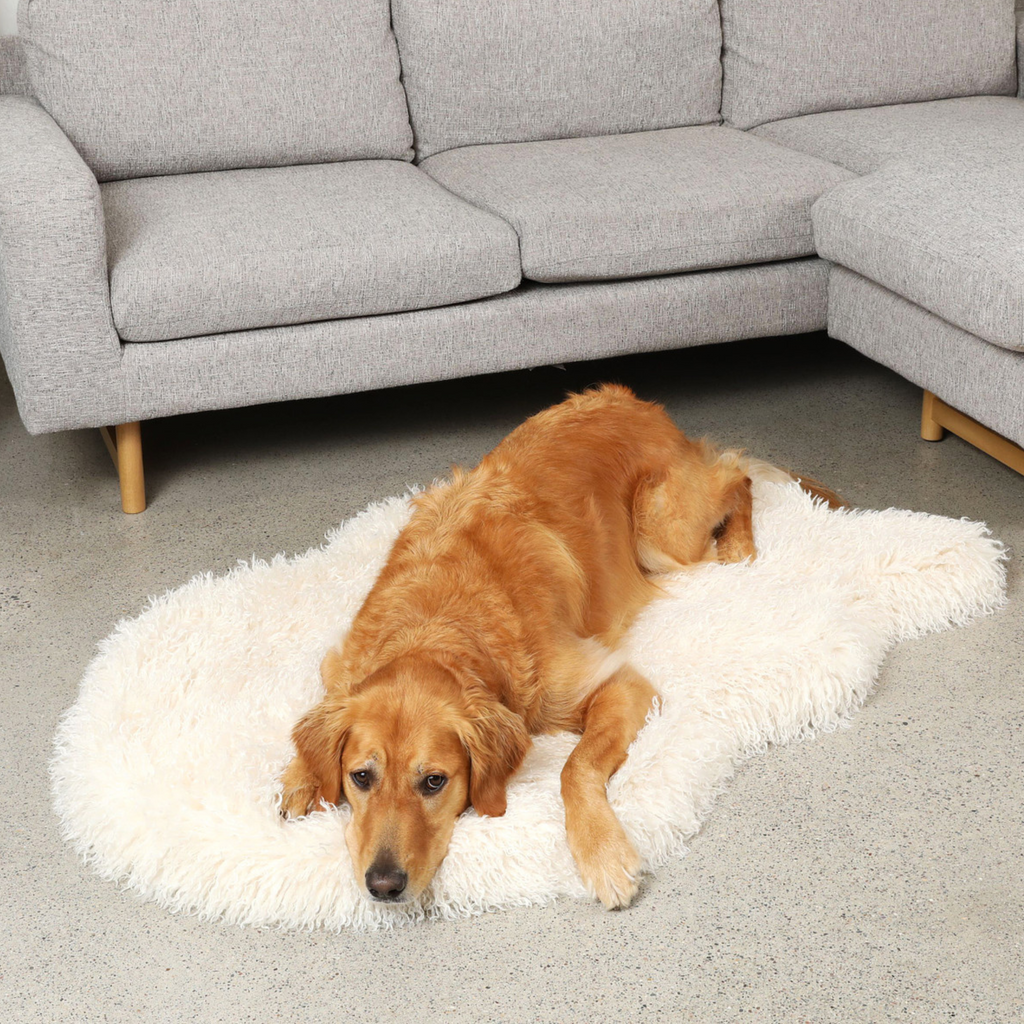 PupRug® Luxe Faux Fur Orthopedic Dog Bed - Plush Sheep Ivory