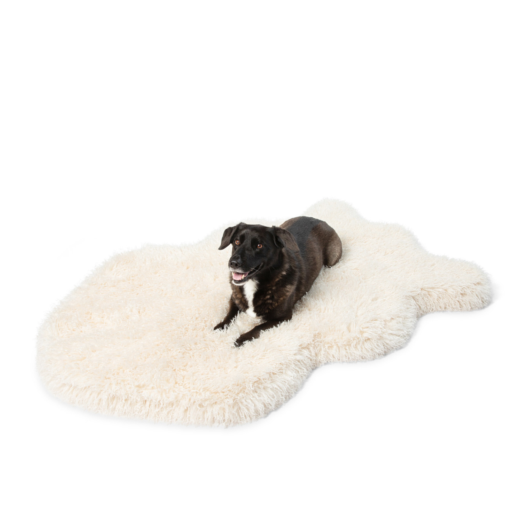 PupRug® Luxe Faux Fur Orthopedic Dog Bed - Plush Sheep Ivory