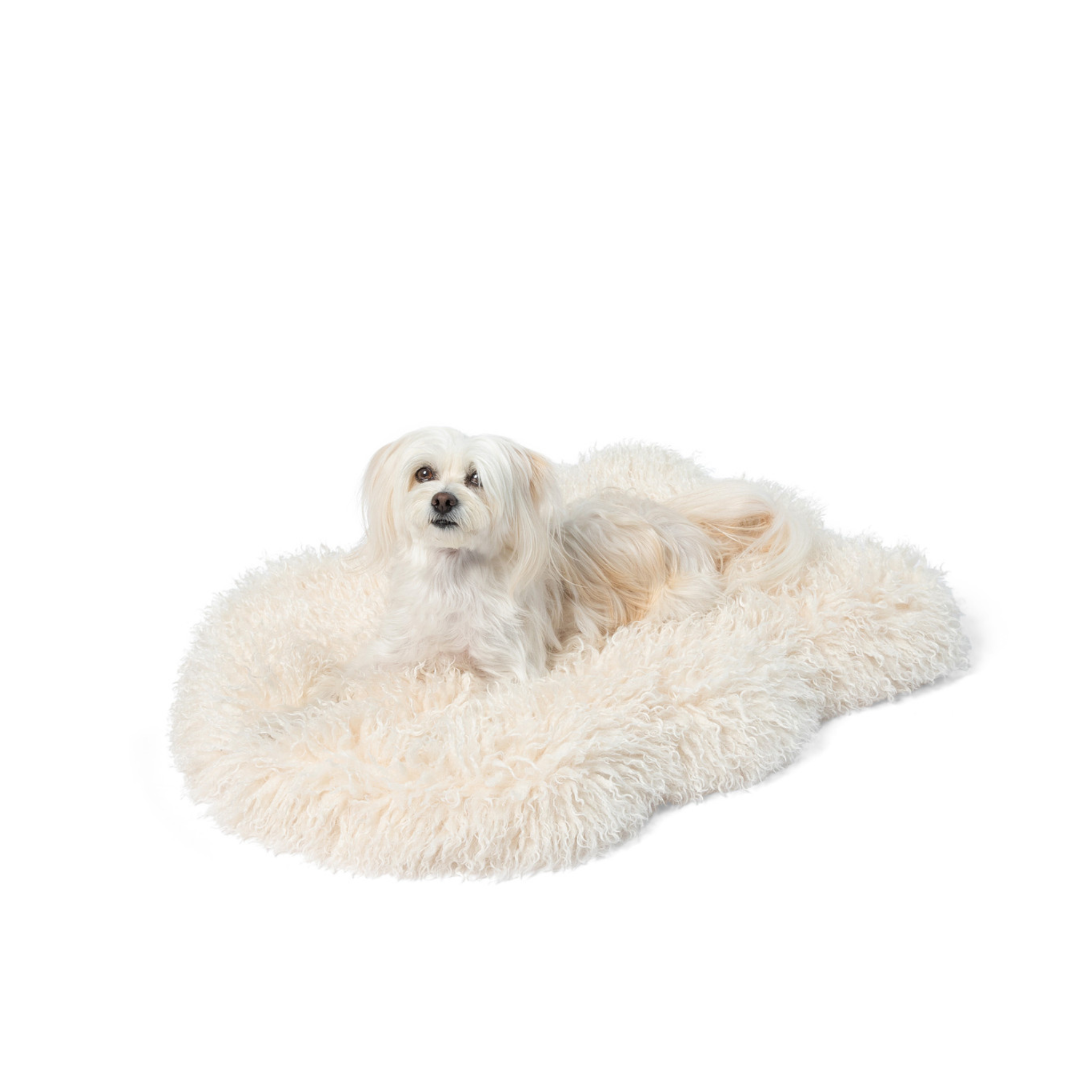 PupRug® Luxe Faux Fur Orthopedic Dog Bed - Plush Sheep Ivory