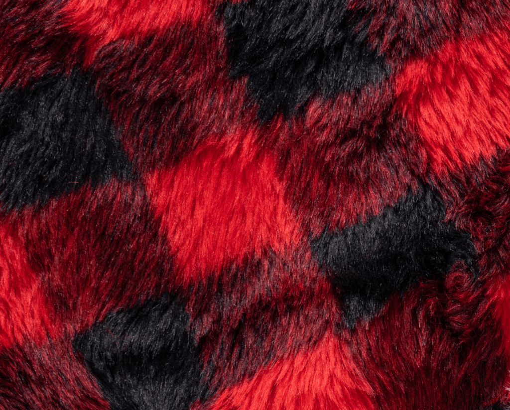 PupRug® Faux Fur Orthopedic Dog Bed Cover - Curve Red & Black Plaid (Bed Not Included)